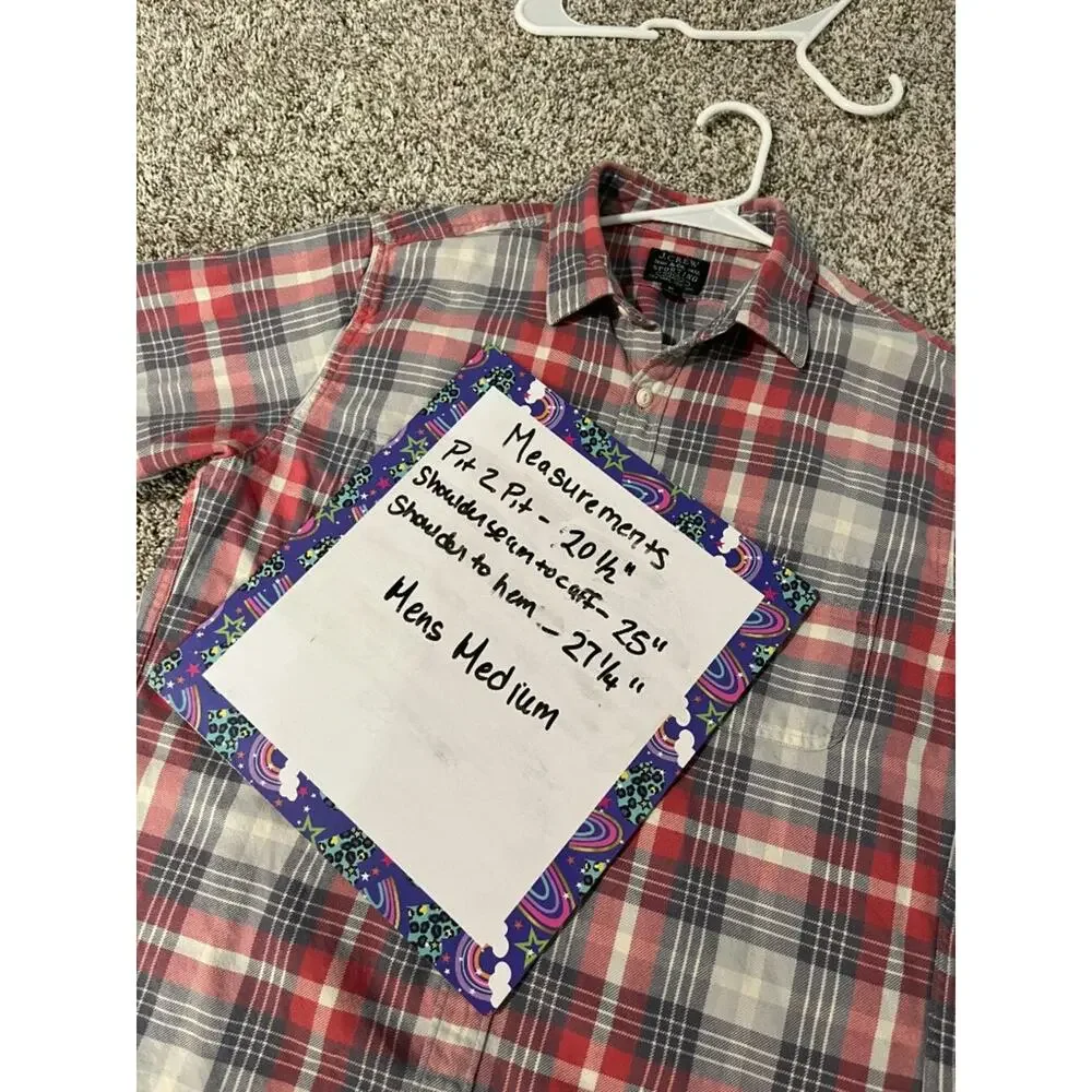 J.Crew Sporting Goods Plaid Button Down Shirt Mens M Red Blue Heritage Preppy